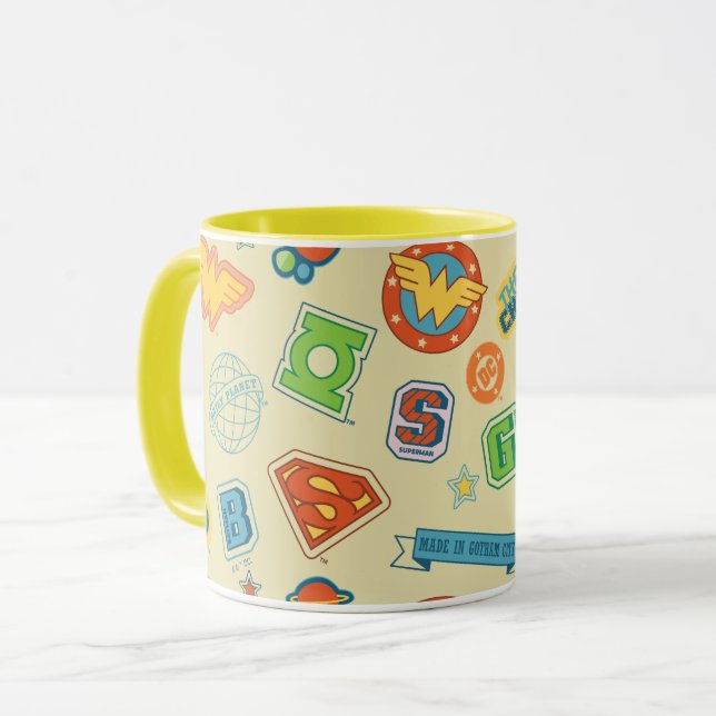 Justice League Super Hero Badge Pattern Mug (Front Left)