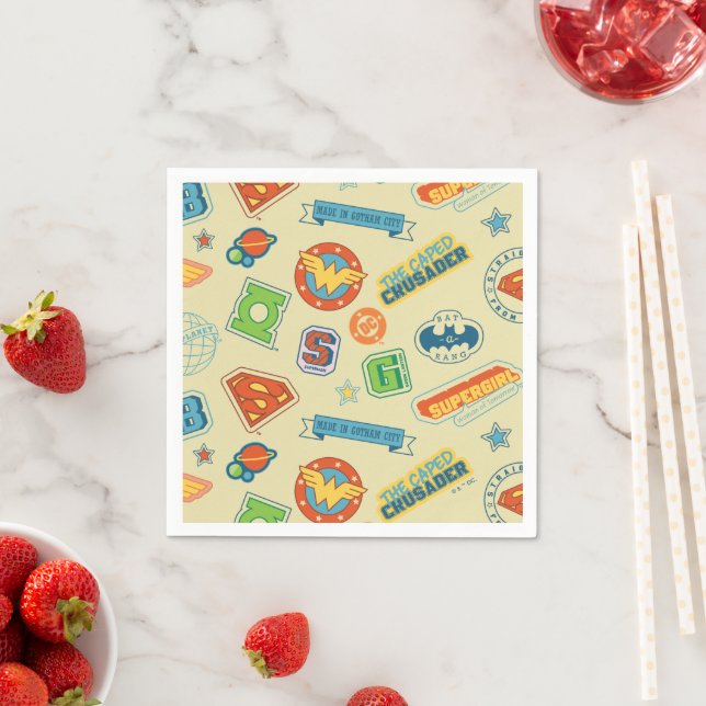 Justice League Super Hero Badge Pattern Napkin (Insitu)