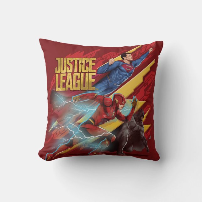 Justice League | Superman, Flash, & Batman Badge Cushion (Front)