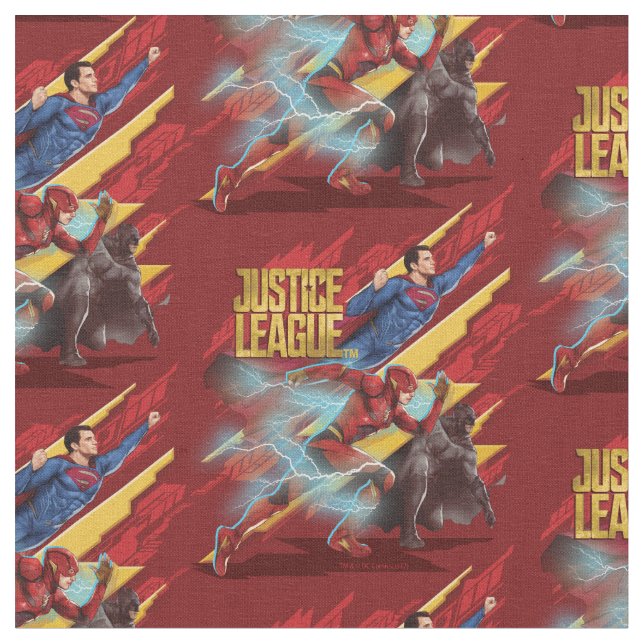 Justice League | Superman, Flash, & Batman Badge Fabric (Close Up)