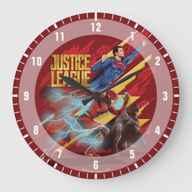 Justice League | Superman, Flash, & Batman Badge Large Clock (Front)
