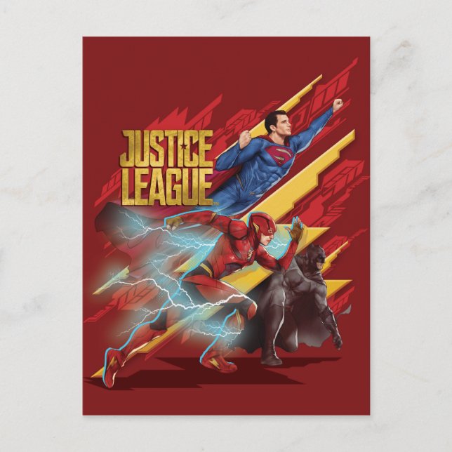 Justice League | Superman, Flash, & Batman Badge Postcard (Front)