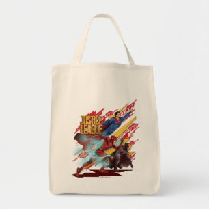 Justice League   Superman, Flash, & Batman Badge Tote Bag