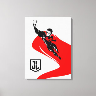 Justice League Superman Flying Noir Pop Art Canvas Print