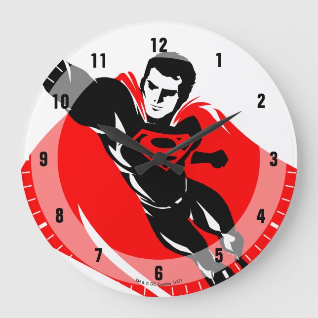Justice League | Superman Flying Noir Pop Art Large Clock (Front)