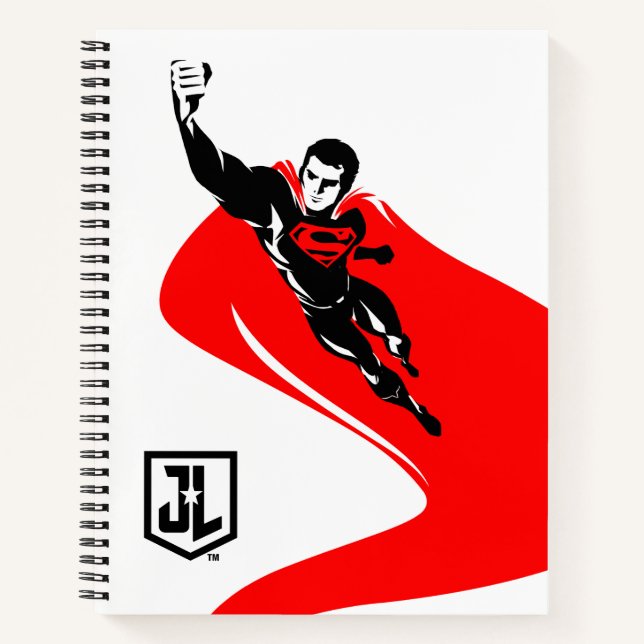 Justice League | Superman Flying Noir Pop Art Notebook (Front)