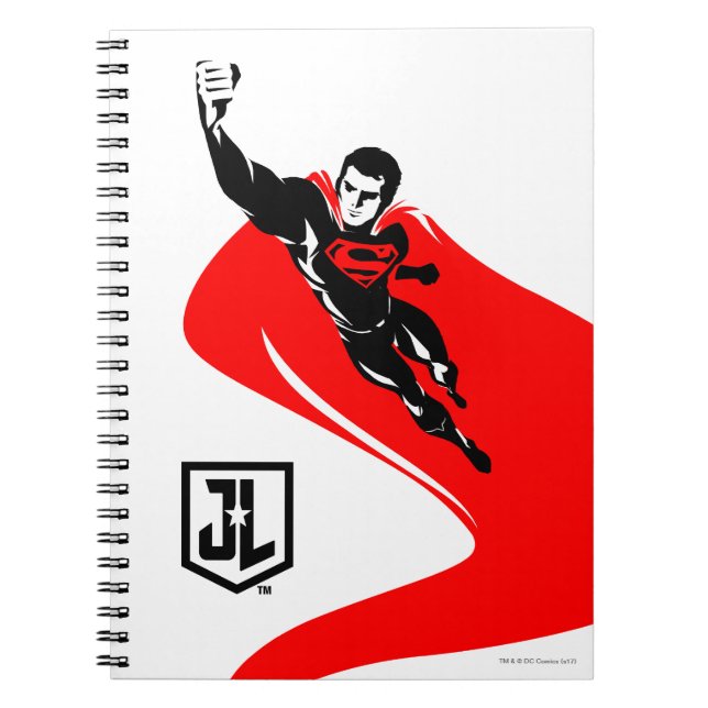 Justice League | Superman Flying Noir Pop Art Notebook (Front)