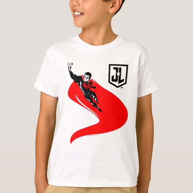 Justice League | Superman Flying Noir Pop Art T-Shirt (Front)