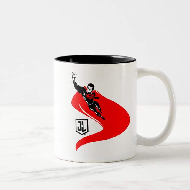 Justice League | Superman Flying Noir Pop Art Two-Tone Coffee Mug (Right)