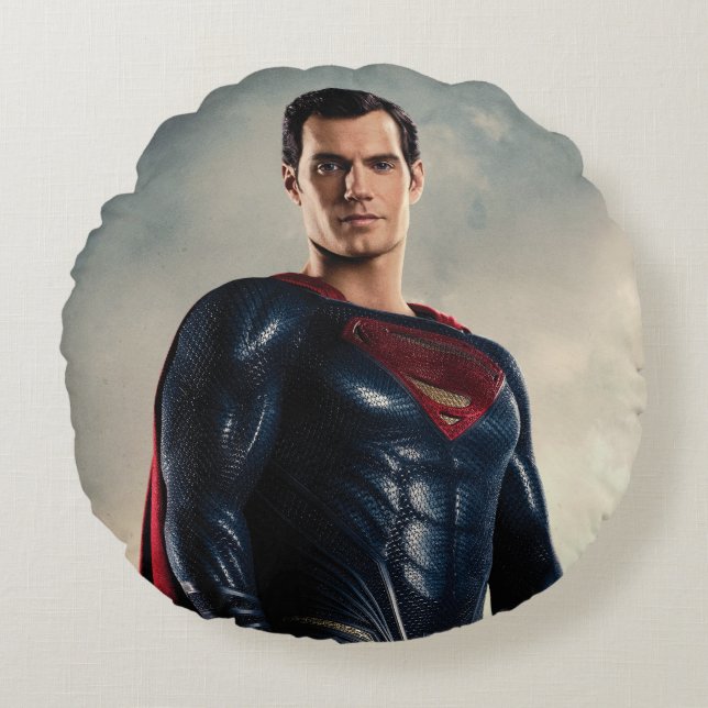 Justice League | Superman On Battlefield Round Cushion (Front)
