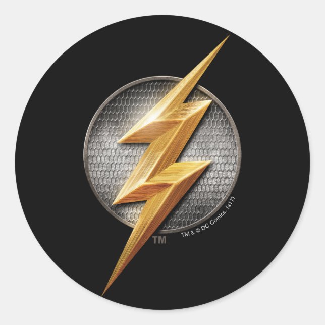 Justice League | The Flash Metallic Bolt Symbol Classic Round Sticker (Front)
