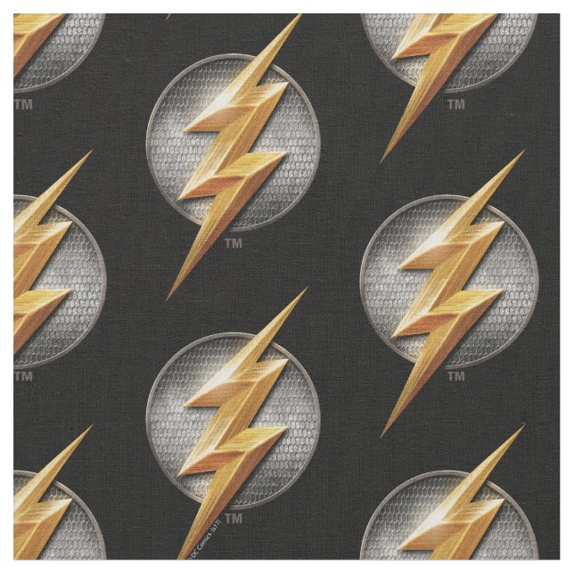 Justice League | The Flash Metallic Bolt Symbol Fabric (Close Up)