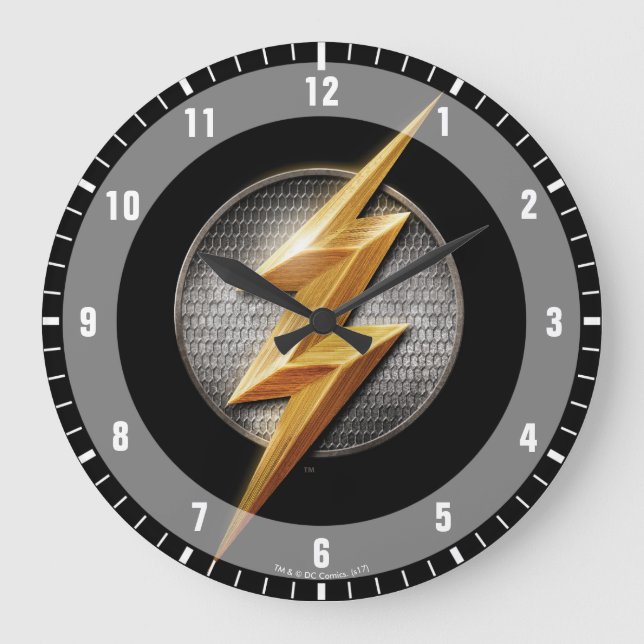 Justice League | The Flash Metallic Bolt Symbol Large Clock (Front)