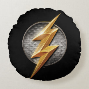 Justice League The Flash Metallic Bolt Symbol Round Cushion