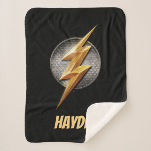 Justice League   The Flash Metallic Bolt Symbol Sherpa Blanket