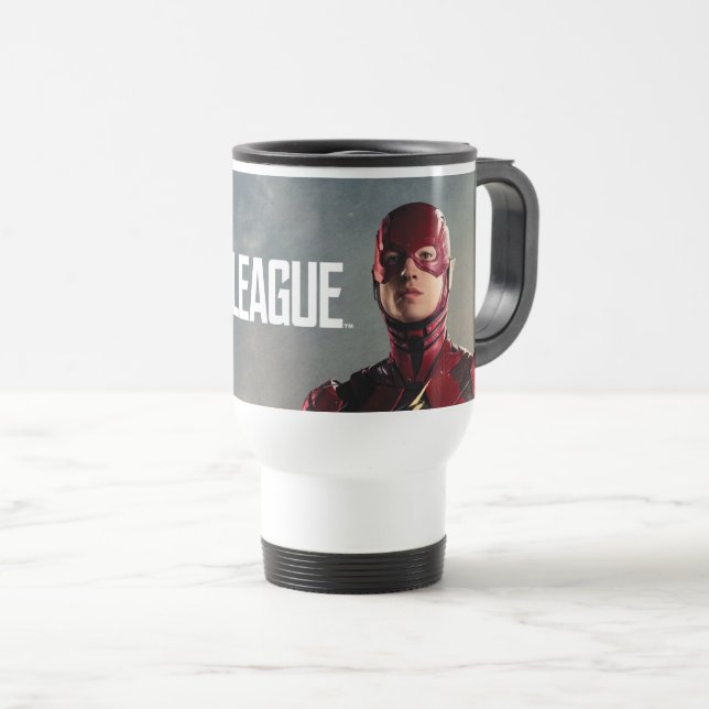 Justice League | The Flash On Battlefield Travel Mug (Front Right)