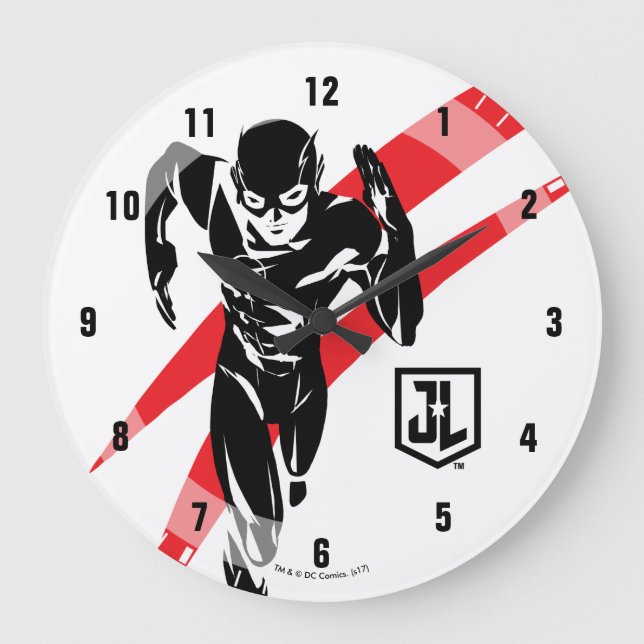 Justice League | The Flash Running Noir Pop Art Large Clock (Front)