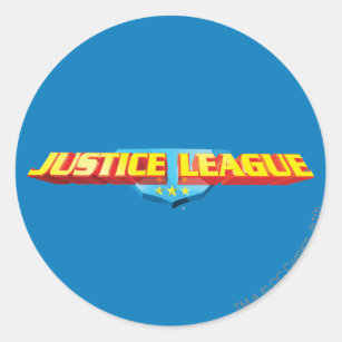 Justice League Thin Name and Shield Logo Classic Round Sticker