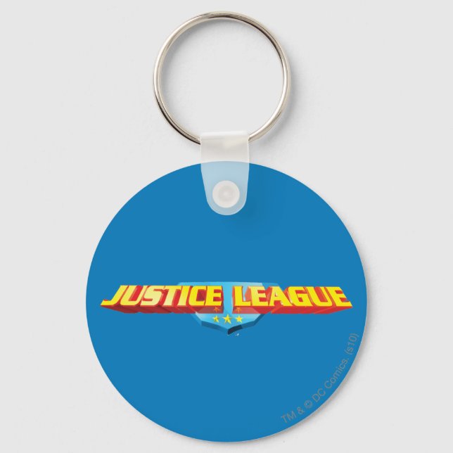 Justice League Thin Name and Shield Logo Key Ring (Front)