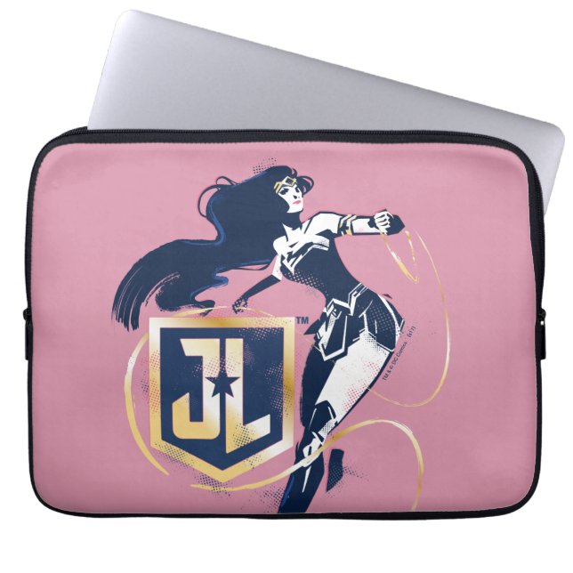 Justice League | Wonder Woman & JL Icon Pop Art Laptop Sleeve (Front)