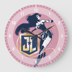Justice League   Wonder Woman & JL Icon Pop Art Large Clock