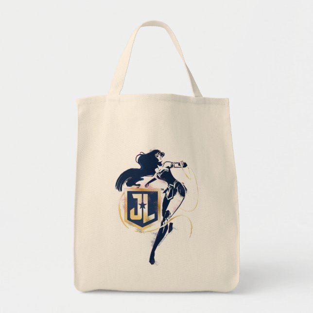 Justice League | Wonder Woman & JL Icon Pop Art Tote Bag (Front)