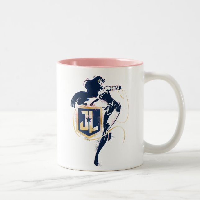 Justice League | Wonder Woman & JL Icon Pop Art Two-Tone Coffee Mug (Right)