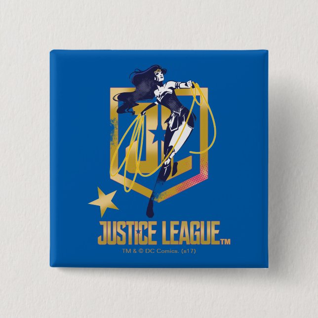 Justice League | Wonder Woman JL Logo Pop Art 15 Cm Square Badge (Front)