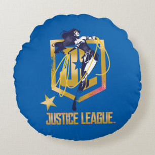 Justice League   Wonder Woman JL Logo Pop Art Round Cushion