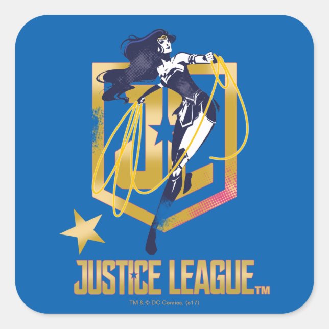Justice League | Wonder Woman JL Logo Pop Art Square Sticker (Front)