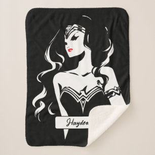 Justice League   Wonder Woman Noir Pop Art Sherpa Blanket