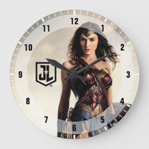 Justice League   Wonder Woman On Battlefield Large Clock