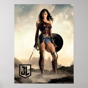 Justice League Wonder Woman On Battlefield Poster