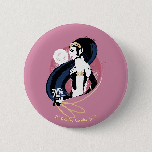 Justice League | Wonder Woman Profile Pop Art 6 Cm Round Badge (Front)