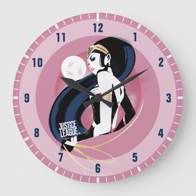 Justice League | Wonder Woman Profile Pop Art Large Clock (Front)