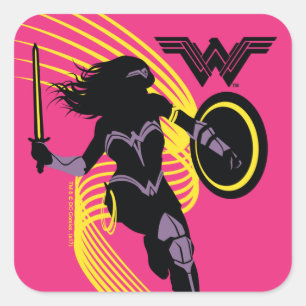 Justice League   Wonder Woman Silhouette Icon Square Sticker