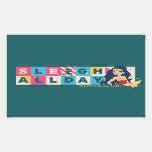 Justice League Wonder Woman "Sleigh All Day" Rectangular Sticker