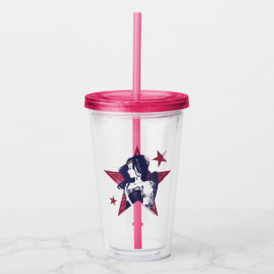 Justice League Wonder Woman & Stars Pop Art Acrylic Tumbler