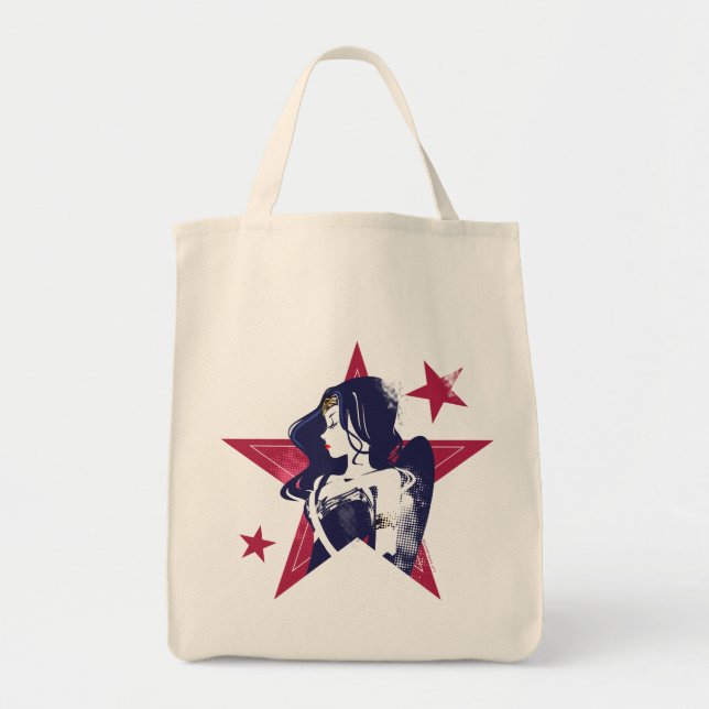 Justice League | Wonder Woman & Stars Pop Art Tote Bag (Front)