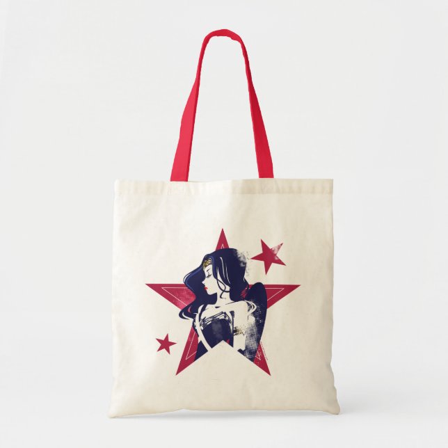 Justice League | Wonder Woman & Stars Pop Art Tote Bag (Front)