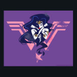 Justice League | Wonder Woman & Symbol Pop Art Poster<br><div class="desc">Check out Justice League's Wonder Woman posed with her arms crossed,  placed on top of her pink Wonder Woman logo. This high contrast noir graphic is accented with halftone dots to give it a nostalgic comic book feel.</div>