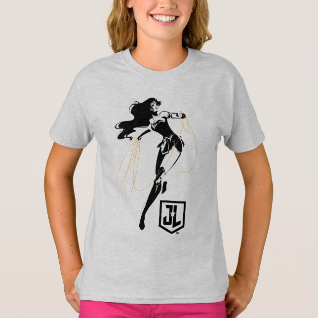 Justice League | Wonder Woman With Lasso Pop Art T-Shirt (Front)
