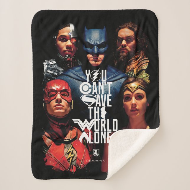 Justice League | You Can't Save The World Alone Sherpa Blanket (Front)