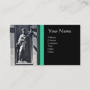JUSTICE LEGAL OFFICE,ATTORNEY Green Jade Monogram Business Card