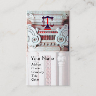 JUSTICE LEGAL OFFICE,ATTORNEY Monogram Red White Business Card