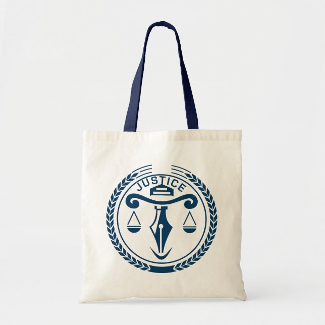 Justice logo in blue tote bag (Front)