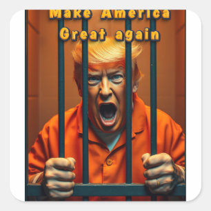 Justice MAGA Trump Support Kamala Walz Funny Humou Square Sticker