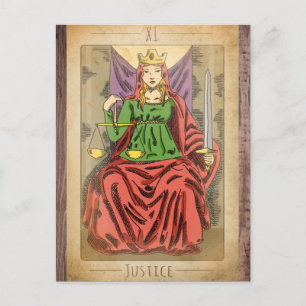Justice major arcana tarot card scales distressed 
