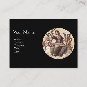 JUSTICE Monogram, Black Pearl Paper Business Card