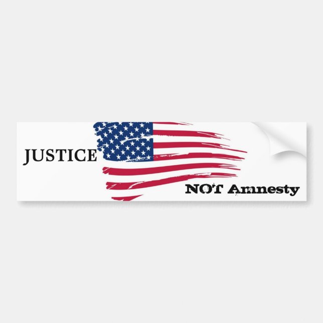 Justice not amnesty bumper sticker (Front)